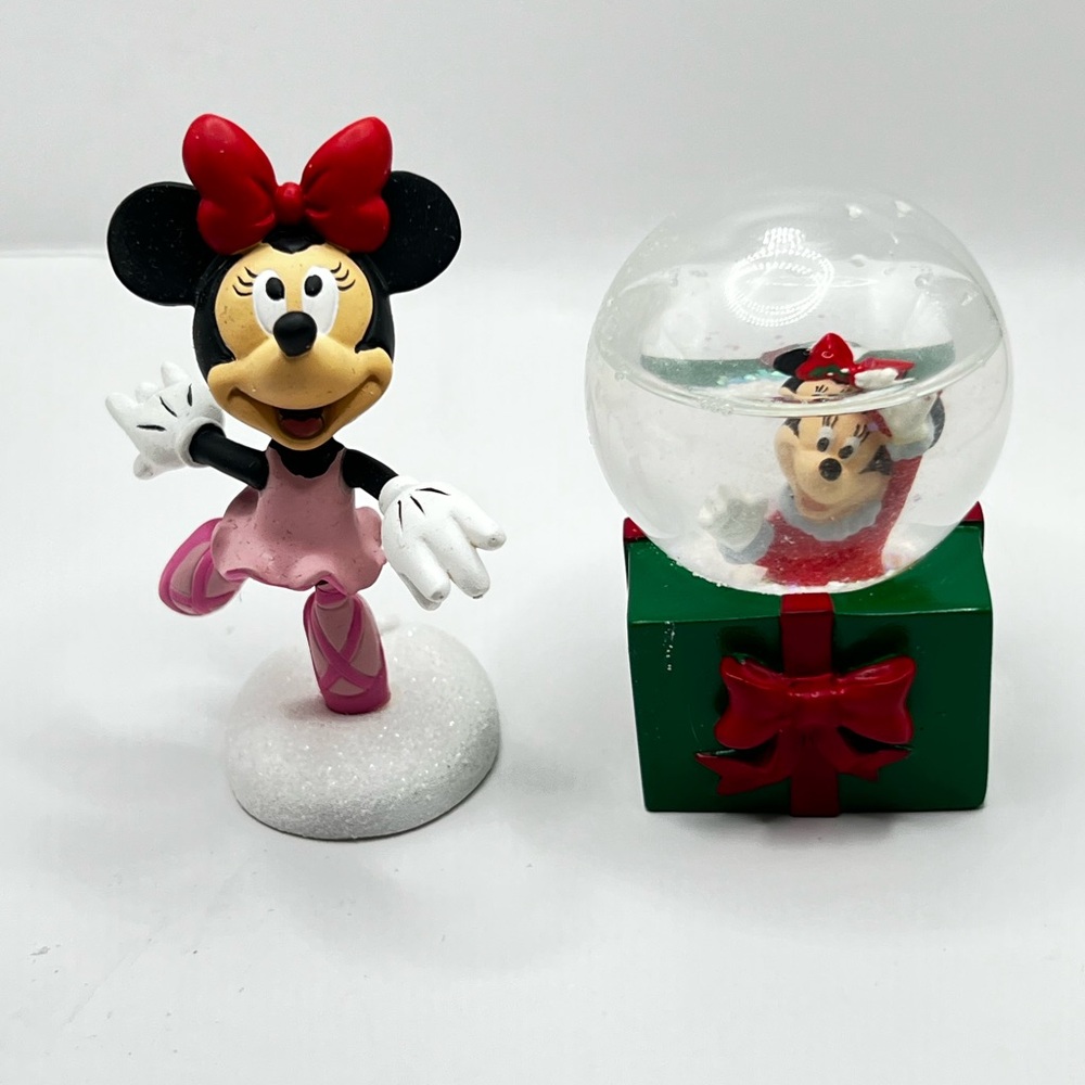 Disney Minnie Mouse Figurine and Snow Globe
